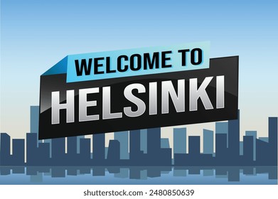 text word welcome to Helsinki city icon logo poster vector modern design graphic can use banner, flyer, web, study, education, sport event, special promo tour trip vacation holiday

