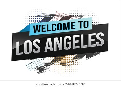 Textwort Willkommen bei LA Los Angles City USA Icon Logo Poster Vektorgrafik Modernes Design Grafik kann Banner, Flyer, Web, Studium, Bildung, Sportveranstaltung, Sonderaktion Tour Urlaub

