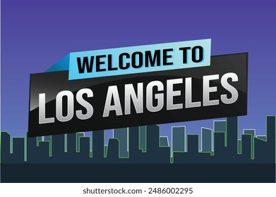 Textwort Willkommen bei LA Los Angles City USA Icon Logo Poster Vektorgrafik Modernes Design Grafik kann Banner, Flyer, Web, Studium, Bildung, Sportveranstaltung, Sonderaktion Tour Urlaub

