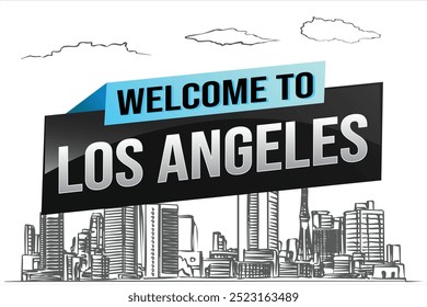 text wort willkommen in LA Los Angeles stadt USA symbol logo poster vektor moderne design grafik kann verwenden banner, flyer, web, studie, bildung, sport event, special promo tour trip holiday

