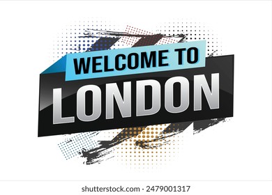 Textwort Willkommen bei London City UK Icon Logo Zeichen Plakat Vektorgrafik Design Grafik kann Banner, Flyer, Web, Sport-Event, Sonderaktion Tour Urlaub verwenden

