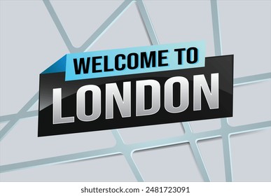 Textwort Willkommen bei London City UK Icon Logo Zeichen Plakat Vektorgrafik Design Grafik kann Banner, Flyer, Web, Sport-Event, Sonderaktion Tour Urlaub verwenden

