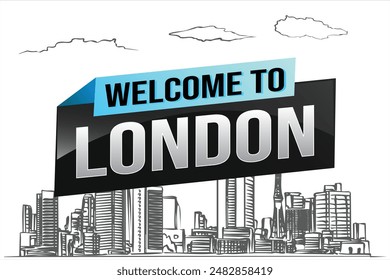 Textwort Willkommen bei London City UK Icon Logo Zeichen Plakat Vektorgrafik Design Grafik kann Banner, Flyer, Web, Sport-Event, Sonderaktion Tour Urlaub verwenden

