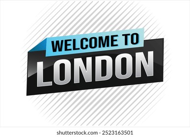 texto palabra bienvenida a la ciudad de Londres Reino Unido icono logotipo signo cartel diseño gráfico de Vector puede utilizar el Anuncio, volante, Web, evento deportivo, promoción especial viaje de vacaciones

