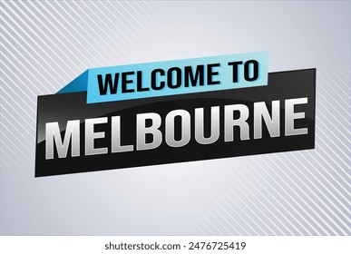 text word welcome to Melbourne city icon logo poster vector modern design graphic can use banner, flyer, web, study, education, sport event, special promo tour trip vacation holiday

