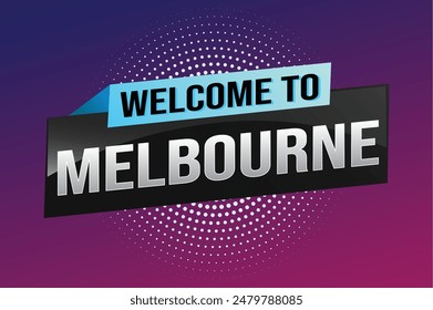 Textwort Willkommen bei Melbourne City Icon Logo Poster Vektorgrafik Modernes Design Grafik kann Banner, Flyer, Web, Studium, Bildung, Sportveranstaltung, Sonderaktion Tour Urlaub

