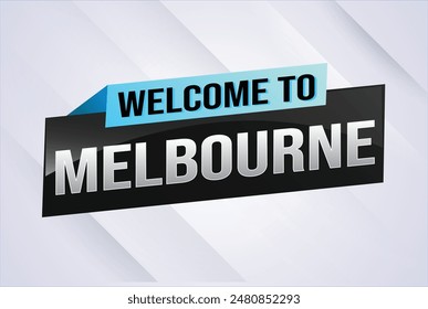 text word welcome to Melbourne city icon logo poster vector modern design graphic can use banner, flyer, web, study, education, sport event, special promo tour trip vacation holiday

