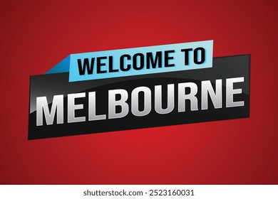 text wort willkommen zu Melbourne stadt symbol logo poster vektor moderne design grafik kann verwenden banner, flyer, web, studie, bildung, sport event, spezielle aktion tour trip holiday

