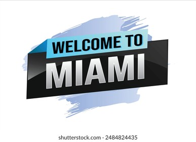 Textwort Willkommen bei Miami City USA Icon Logo Poster Vektorgrafik Modernes Design Grafik kann Banner, Flyer, Web, Slot Casino, Hotel, Sportereignis, Sonderaktion Tour Urlaub

