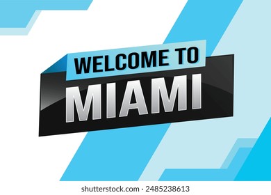 Textwort Willkommen bei Miami City USA Icon Logo Poster Vektorgrafik Modernes Design Grafik kann Banner, Flyer, Web, Slot Casino, Hotel, Sportereignis, Sonderaktion Tour Urlaub

