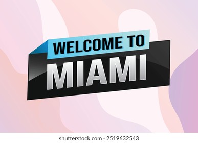 Textwort willkommen in Miami City USA Icon Logo Poster Vektor modernes Design Grafik kann Banner, Flyer, Web, Slot Casino, Hotel, Sport-Event, spezielle Promo-Tour Reise Urlaub verwenden

