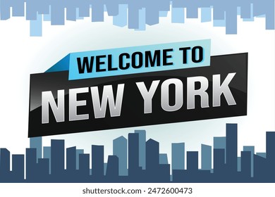 text word welcome to NYC New York city USA icon logo poster vector modern design graphic can use banner, flyer, web, study, education, sport event, special promo tour trip vacation holiday

