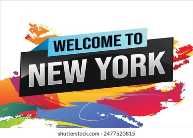 text word welcome to NYC New York city USA icon logo poster vector modern design graphic can use banner, flyer, web, study, education, sport event, special promo tour trip vacation holiday

