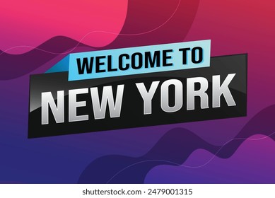 Textwort Willkommen bei NYC Neu York City USA Icon Logo Poster Vektorgrafik Modernes Design Grafik kann Banner, Flyer, Web, Studium, Bildung, Sportveranstaltung, Sonderaktion Tour Urlaub

