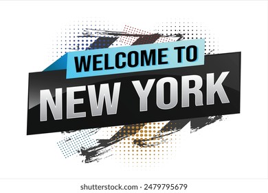 text word welcome to NYC New York city USA icon logo poster vector modern design graphic can use banner, flyer, web, study, education, sport event, special promo tour trip vacation holiday

