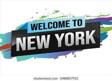 text word welcome to NYC New York city USA icon logo poster vector modern design graphic can use banner, flyer, web, study, education, sport event, special promo tour trip vacation holiday

