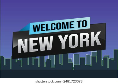 text word welcome to NYC New York city USA icon logo poster vector modern design graphic can use banner, flyer, web, study, education, sport event, special promo tour trip vacation holiday

