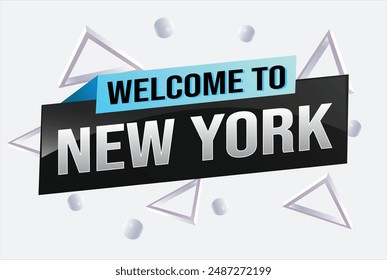 Textwort Willkommen bei NYC Neu York City USA Icon Logo Poster Vektorgrafik Modernes Design Grafik kann Banner, Flyer, Web, Studium, Bildung, Sportveranstaltung, Sonderaktion Tour Urlaub

