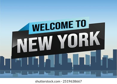 text word welcome to NYC New York city USA icon logo poster vektor moderne design grafik kann verwenden banner, flyer, web, studie, bildung, sport event, special promo tour trip holiday

