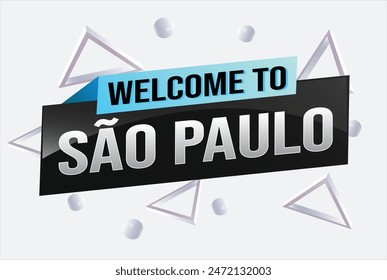 text word welcome to São Paulo Sao Paolo city icon logo poster vector modern design graphic can use banner, flyer, web, study, education, sport event, special promo tour trip vacation holiday

