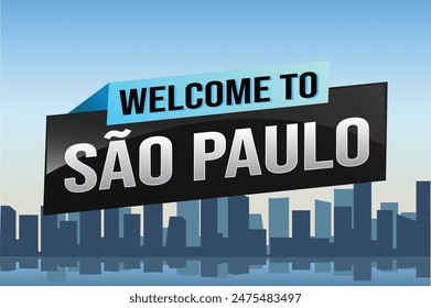 text word welcome to São Paulo Sao Paolo city icon logo poster vector modern design graphic can use banner, flyer, web, study, education, sport event, special promo tour trip vacation holiday