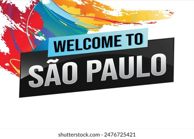 text word welcome to São Paulo Sao Paolo city icon logo poster vector modern design graphic can use banner, flyer, web, study, education, sport event, special promo tour trip vacation holiday

