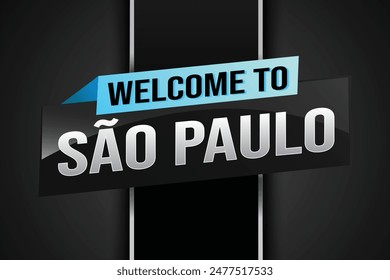 text word welcome to São Paulo Sao Paolo city icon logo poster vector modern design graphic can use banner, flyer, web, study, education, sport event, special promo tour trip vacation holiday

