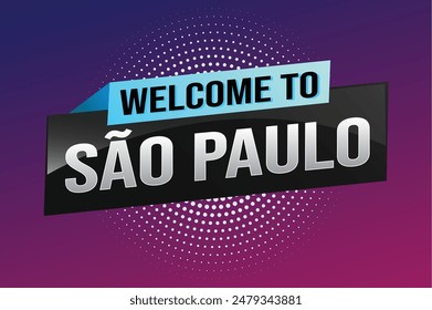 text word welcome to São Paulo Sao Paolo city icon logo poster vector modern design graphic can use banner, flyer, web, study, education, sport event, special promo tour trip vacation holiday