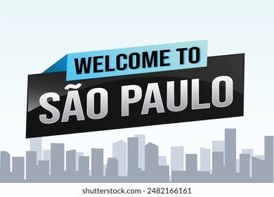 text word welcome to São Paulo Sao Paolo city icon logo poster vector modern design graphic can use banner, flyer, web, study, education, sport event, special promo tour trip vacation holiday

