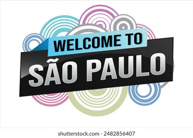 text word welcome to São Paulo Sao Paolo city icon logo poster vector modern design graphic can use banner, flyer, web, study, education, sport event, special promo tour trip vacation holiday

