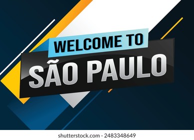 text word welcome to São Paulo Sao Paolo city icon logo poster vector modern design graphic can use banner, flyer, web, study, education, sport event, special promo tour trip vacation holiday