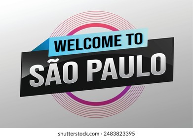 text word welcome to São Paulo Sao Paolo city icon logo poster vector modern design graphic can use banner, flyer, web, study, education, sport event, special promo tour trip vacation holiday