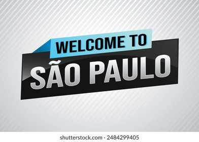 text word welcome to São Paulo Sao Paolo city icon logo poster vector modern design graphic can use banner, flyer, web, study, education, sport event, special promo tour trip vacation holiday