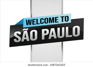 text word welcome to São Paulo Sao Paolo city icon logo poster vector modern design graphic can use banner, flyer, web, study, education, sport event, special promo tour trip vacation holiday

