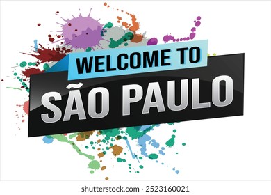 text word welcome to São Paulo Sao Paolo city icon logo poster vector modern design graphic can use banner, flyer, web, study, education, sport event, special promo tour trip vacation holiday

