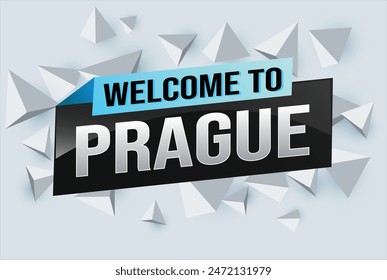 text word welcome to Prague city icon logo poster vector design graphic can use banner, flyer, web, study, education, sport event, special promo tour trip holiday

