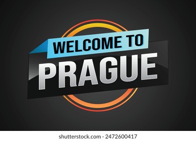 text word welcome to Prague city icon logo poster vector design graphic can use banner, flyer, web, study, education, sport event, special promo tour trip holiday

