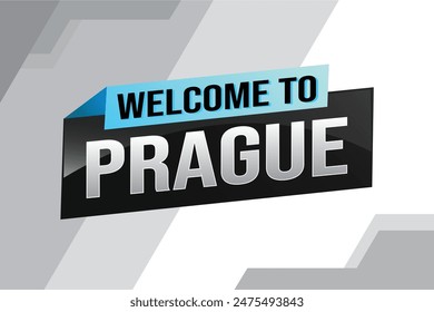 text word welcome to Prague city icon logo poster vector design graphic can use banner, flyer, web, study, education, sport event, special promo tour trip holiday