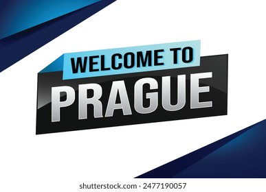 text word welcome to Prague city icon logo poster vector design graphic can use banner, flyer, web, study, education, sport event, special promo tour trip holiday

