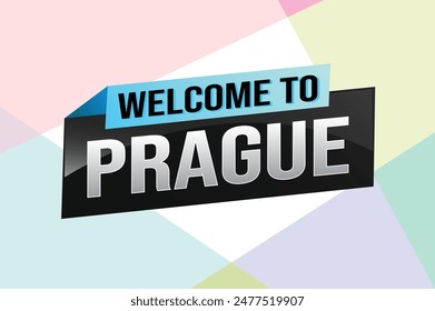 text word welcome to Prague city icon logo poster vector design graphic can use banner, flyer, web, study, education, sport event, special promo tour trip holiday

