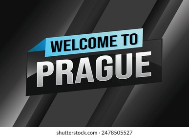 text word welcome to Prague city icon logo poster vector design graphic can use banner, flyer, web, study, education, sport event, special promo tour trip holiday

