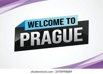 text word welcome to Prague city icon logo poster vector design graphic can use banner, flyer, web, study, education, sport event, special promo tour trip holiday

