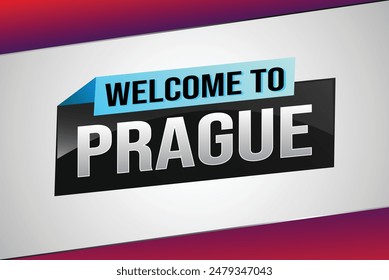 text word welcome to Prague city icon logo poster vector design graphic can use banner, flyer, web, study, education, sport event, special promo tour trip holiday

