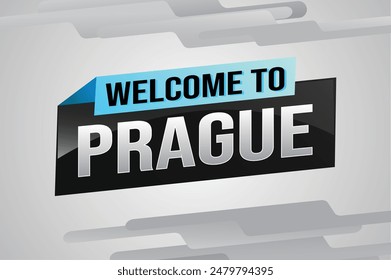 text word welcome to Prague city icon logo poster vector design graphic can use banner, flyer, web, study, education, sport event, special promo tour trip holiday

