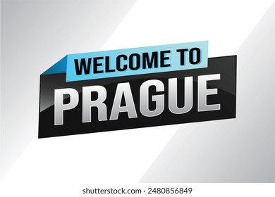 text word welcome to Prague city icon logo poster vector design graphic can use banner, flyer, web, study, education, sport event, special promo tour trip holiday

