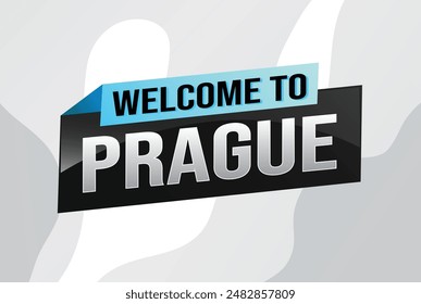 text word welcome to Prague city icon logo poster vector design graphic can use banner, flyer, web, study, education, sport event, special promo tour trip holiday

