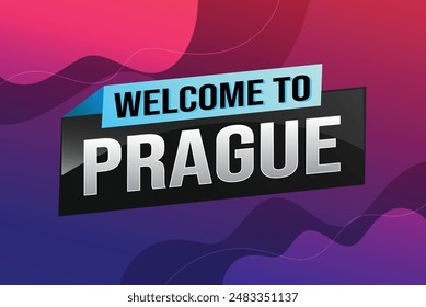 text word welcome to Prague city icon logo poster vector design graphic can use banner, flyer, web, study, education, sport event, special promo tour trip holiday

