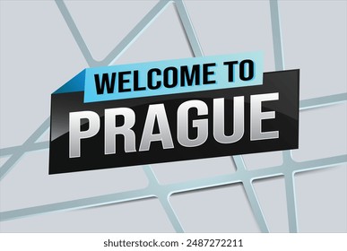 text word welcome to Prague city icon logo poster vector design graphic can use banner, flyer, web, study, education, sport event, special promo tour trip holiday

