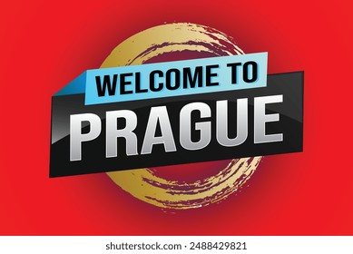 text word welcome to Prague city icon logo poster vector design graphic can use banner, flyer, web, study, education, sport event, special promo tour trip holiday

