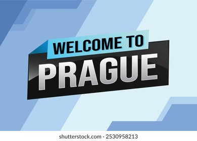 texto palabra bienvenido a Praga icono de la ciudad logo cartel diseño gráfico de Vector puede utilizar el Anuncio, volante, Web, estudio, educación, evento deportivo, promoción especial viaje vacaciones

